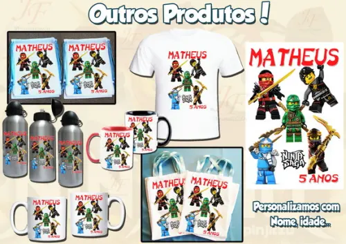 Squeeze Garrafinha Alumínio 500ml Personalizada Lego Ninjago