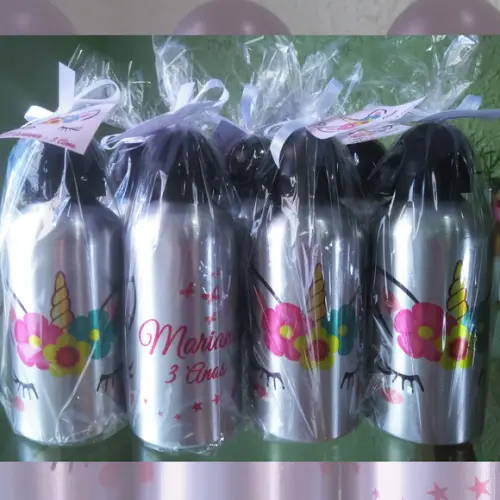 Squeeze Garrafinha Alumínio Personalizada 500 ml Unicórnio