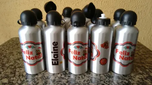Squeeze Garrafinha Alumínio Personalizada Natal Ano Novo