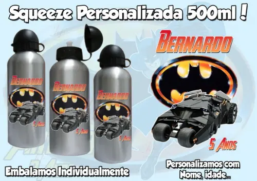Squeeze Garrafinha em Alumínio 500 ml Personalizada Batman