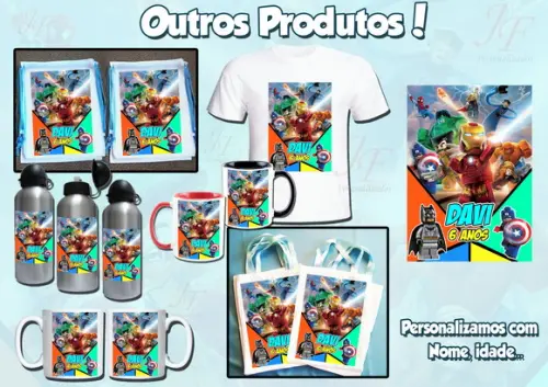 Squeeze Garrafinha em Alumínio 500 ml Personalizada Lego