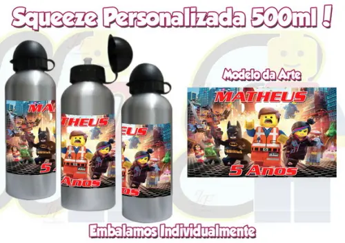 Squeeze Garrafinha em Alumínio 500 ml Personalizada Lego