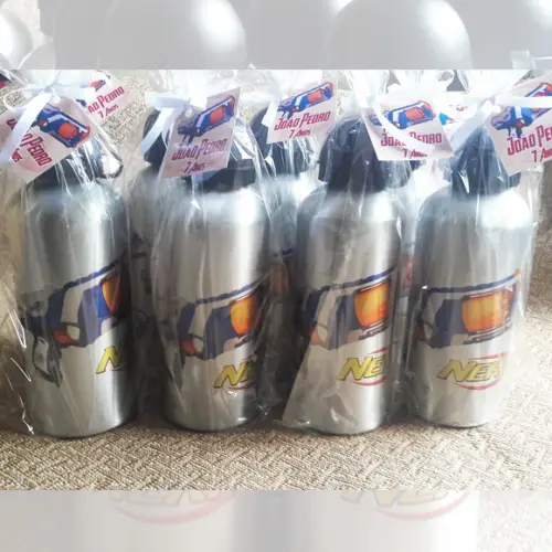 Squeeze Garrafinha em Alumínio 500ml Personalizada Tema Nerf