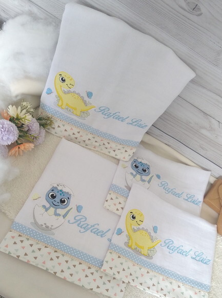 Kit Fraldas e Toalha Fralda Dino Baby