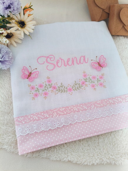 Toalha Fralda Bordada - Floral