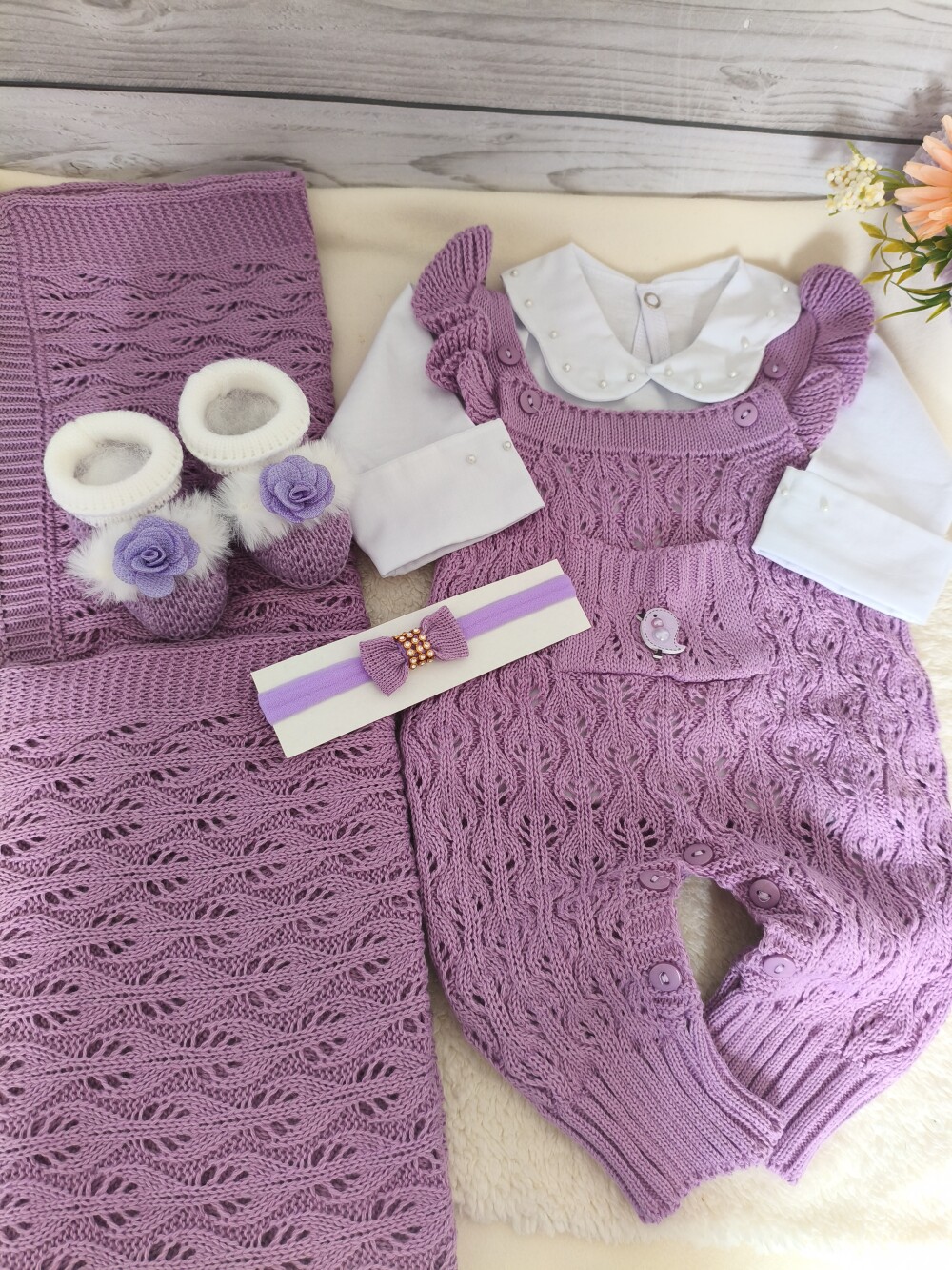 Saída Maternidade Personalizada  Lilás luxo com nome do bebe 5 
