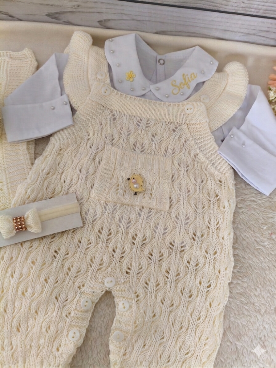 Saída Maternidade Personalizada Amarelo Bebe com Nome