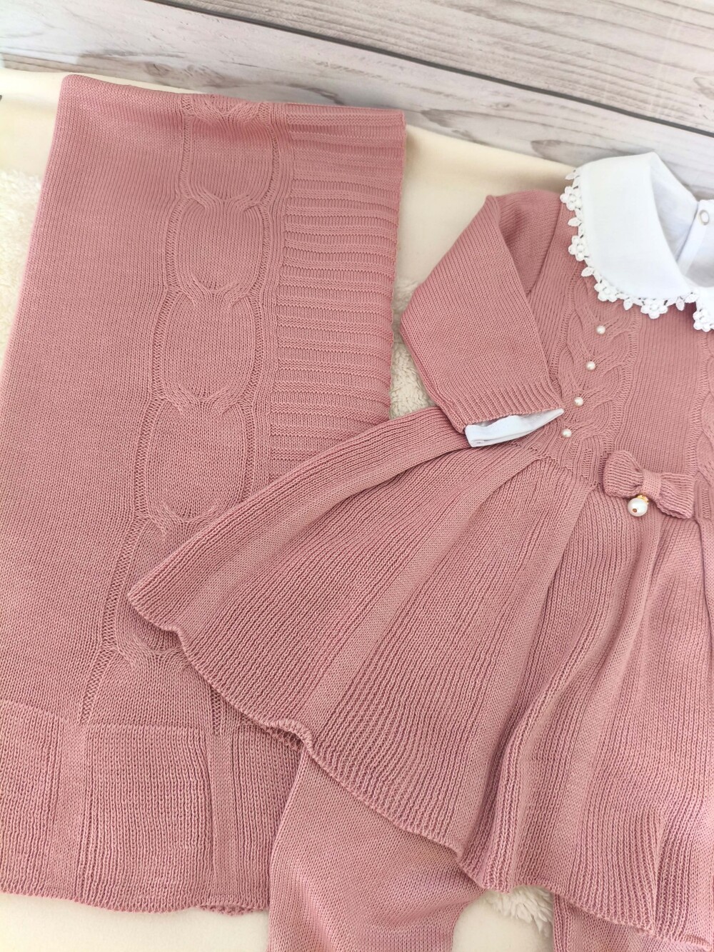 Saída Maternidade Personalizada Rosa Antigo Com nome Bordado