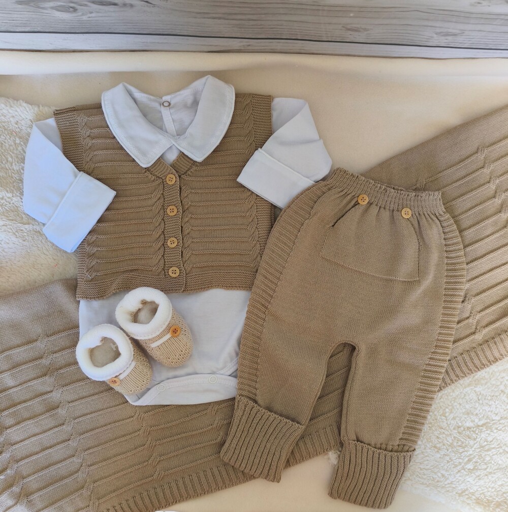 Saída Maternidade Bege luxo kit 5 peças Personalizado
