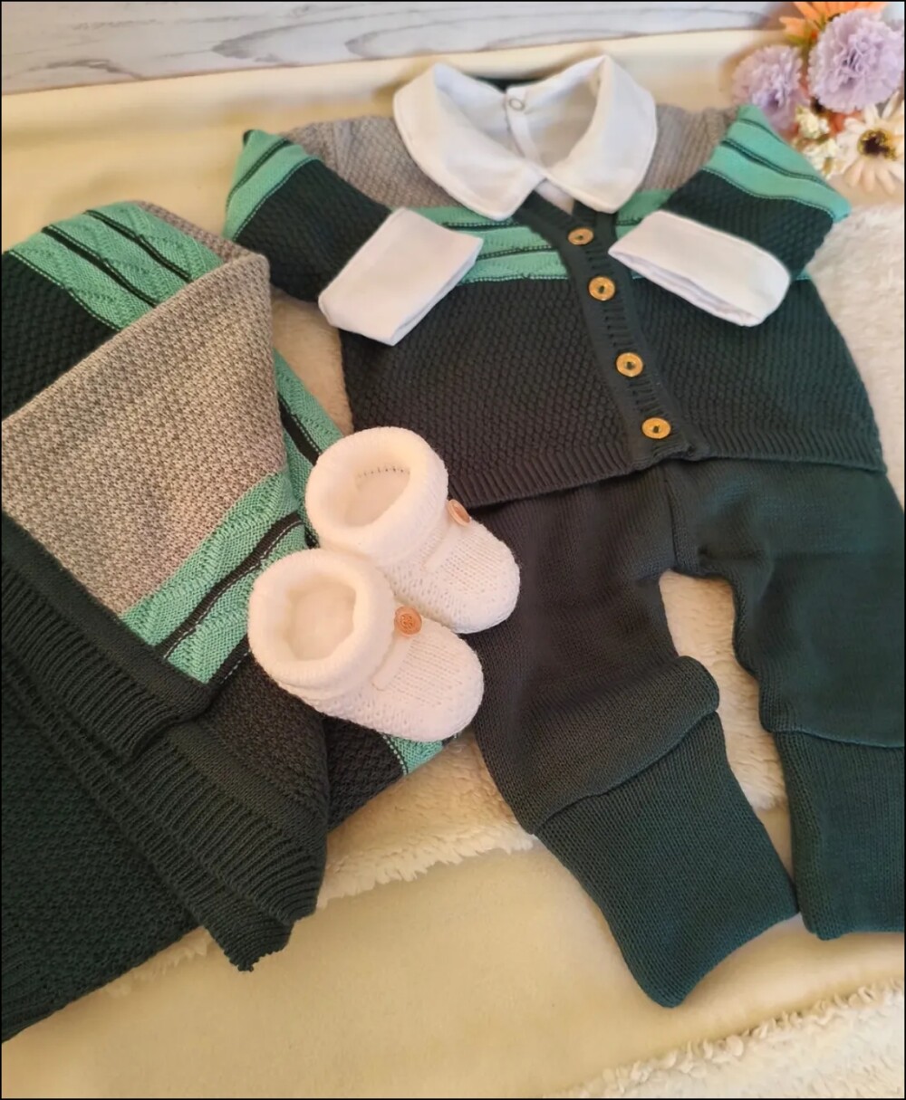 Saída Maternidade Verde  kit 5 peças Personalizado Com nome do 