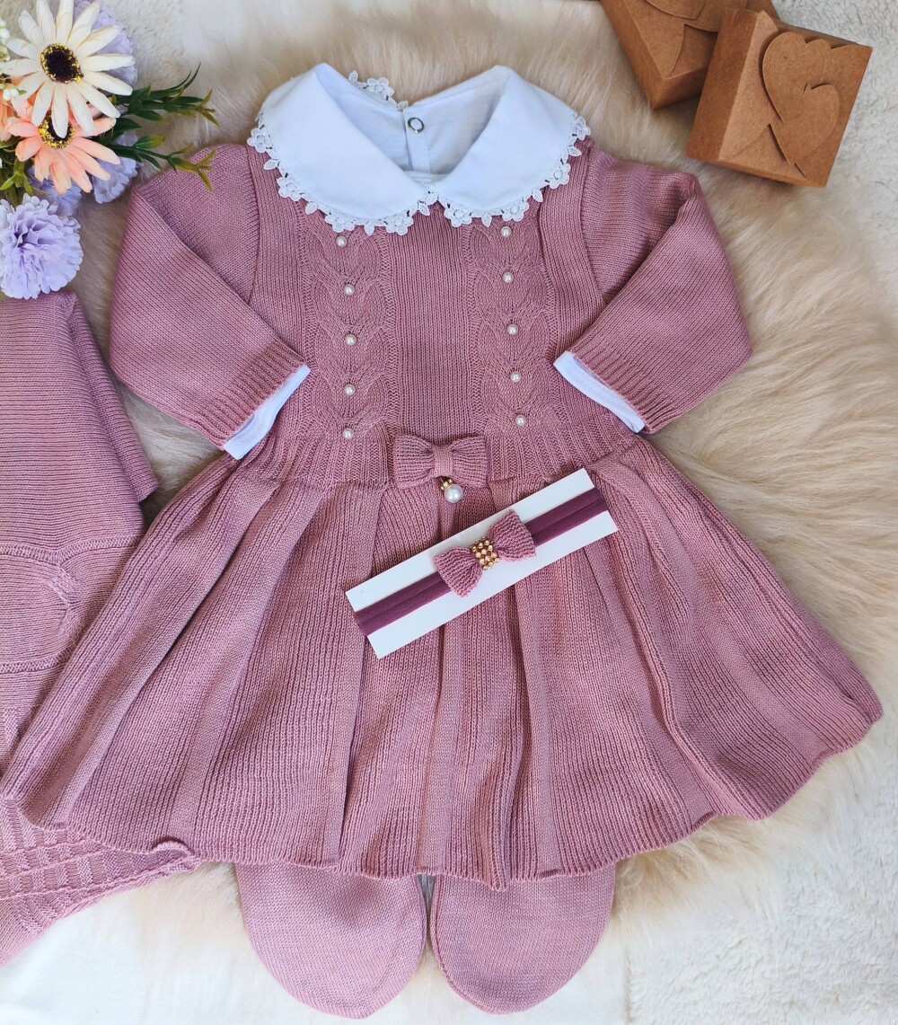 Saída Maternidade Personalizada Rosa Antigo Com nome Bordado