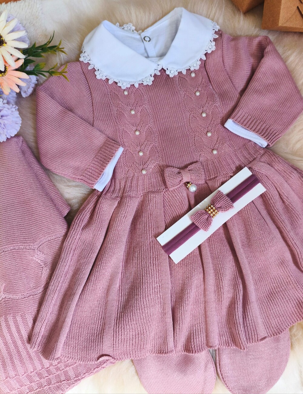 Saída Maternidade Personalizada Rosa Antigo Com nome Bordado