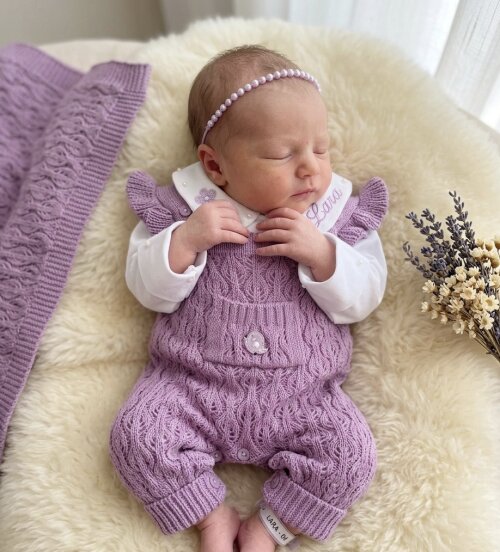 Saída Maternidade Personalizada  Lilás luxo com nome do bebe 5 