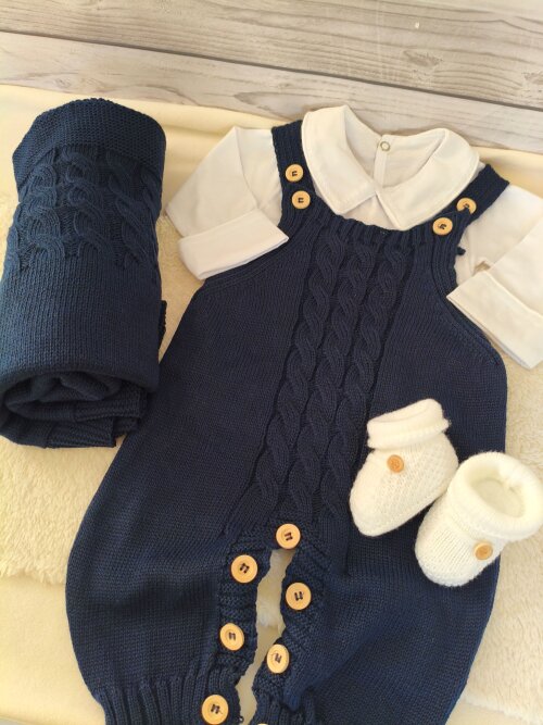 Saída Maternidade Azul marinho kit 4 peças Personalizado Bordad