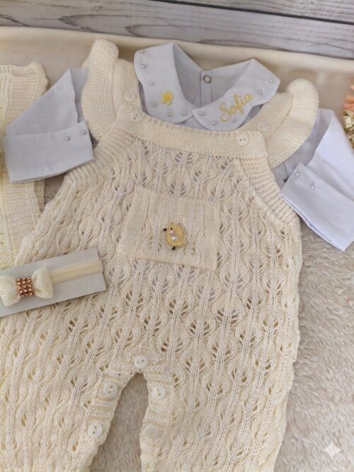 Saída Maternidade Personalizada Amarelo Bebe com Nome