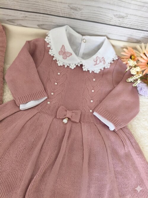 Saída Maternidade Personalizada Rosa Antigo Com nome Bordado