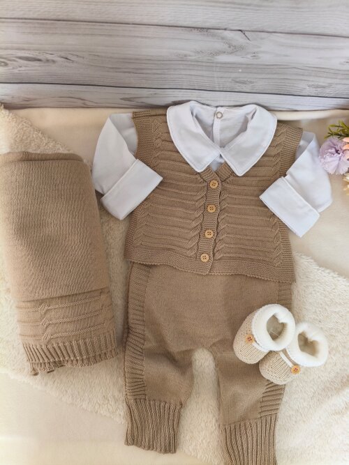 Saída Maternidade Bege luxo kit 5 peças Personalizado