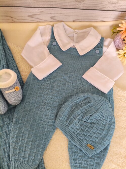 Saída Maternidade Azul claro kit 5 peças Personalizado Bordado