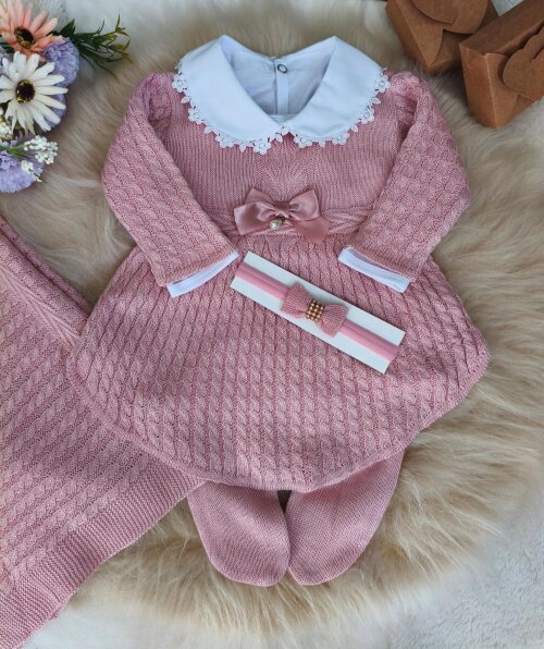 Saída Maternidade Personalizada em tricot  Rose Com nome Bordado