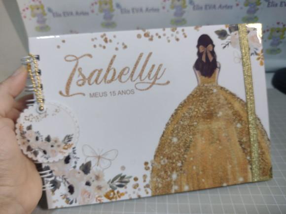 Caderno de Assinaturas Folhas Personalizadas 15 Anos Dourado