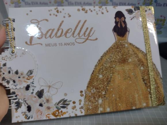 Caderno de Assinaturas Folhas Personalizadas 15 Anos Dourado