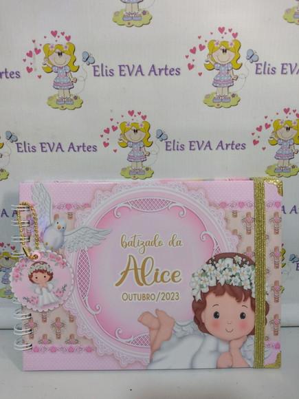 Caderno de Mensagens Batizado Menina Personalizado
