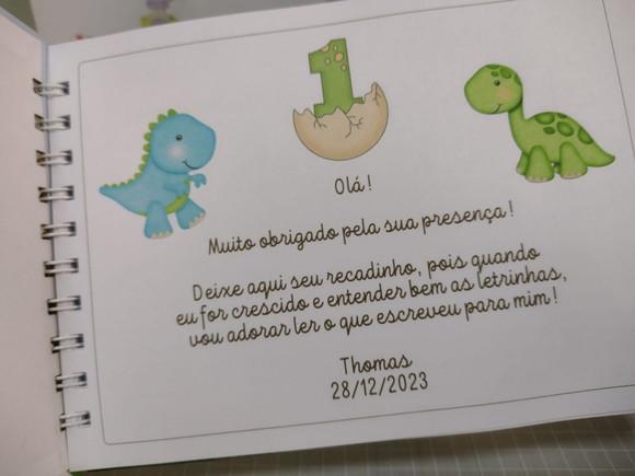 Caderno de Mensagens com Folhas Personalizadas Dino Baby