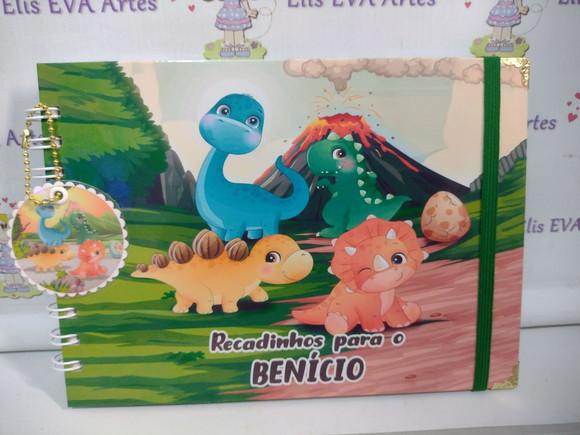 Caderno de Mensagens com Folhas Personalizadas Dino Baby2