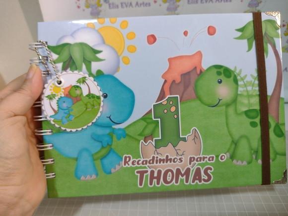 Caderno de Mensagens com Folhas Personalizadas Dino Baby