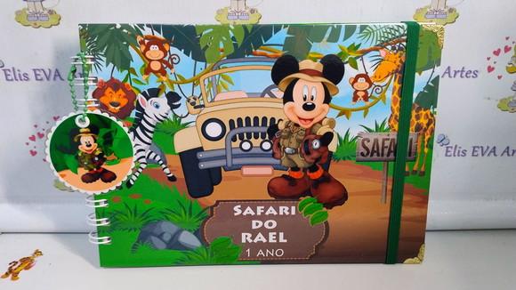 Caderno de Mensagens com Folhas Personalizadas Mickey Safari