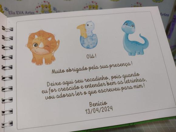 Caderno de Mensagens com Folhas Personalizadas Dino Baby2