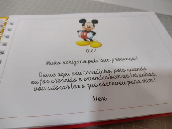 Caderno de Mensagens com Folhas Personalizadas Mickey