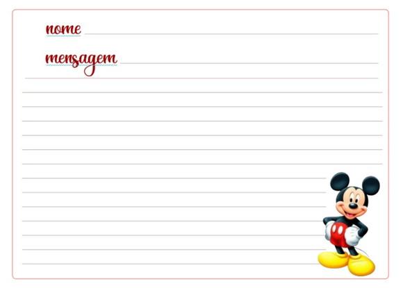 Caderno de Mensagens com Folhas Personalizadas Mickey