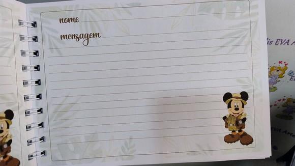 Caderno de Mensagens com Folhas Personalizadas Mickey Safari