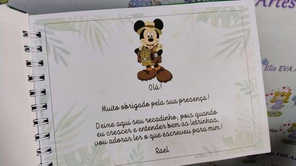Caderno de Mensagens com Folhas Personalizadas Mickey Safari