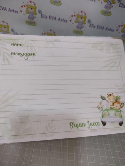 Caderno de Mensagens com Folhas Personalizadas Safari Baby