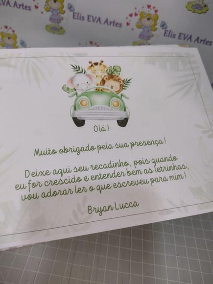 Caderno de Mensagens com Folhas Personalizadas Safari Baby