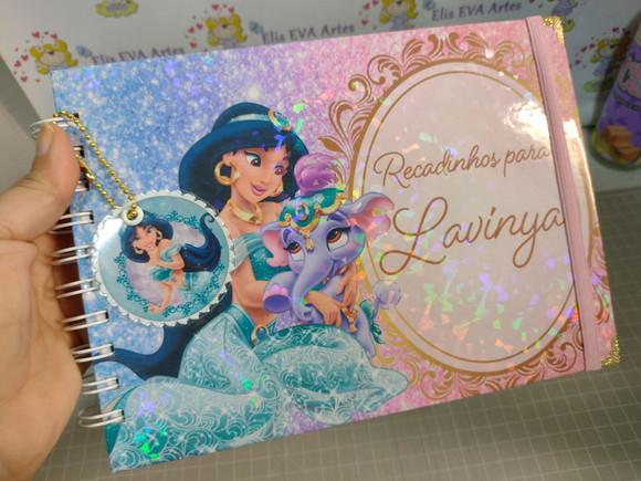 Caderno de Mensagens com Folhas Personalizadas Tema Jasmine