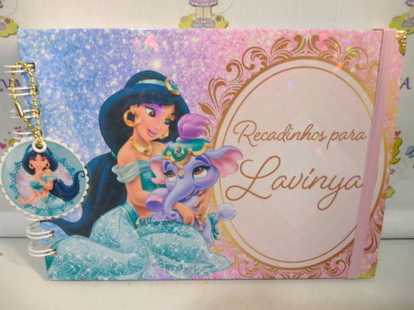 Caderno de Mensagens com Folhas Personalizadas Tema Jasmine