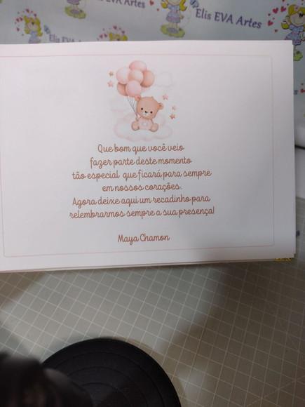 Caderno de Mensagens com Folhas Personalizadas Ursinha Rosa