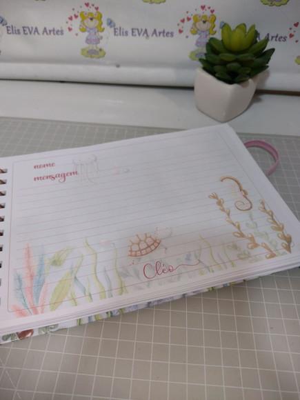Caderno de Mensagens Fundo do Mar Menina Personalizado