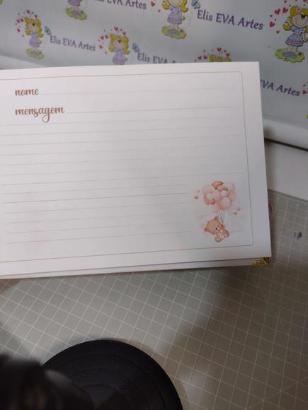 Caderno de Mensagens com Folhas Personalizadas Ursinha Rosa