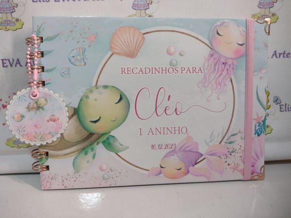 Caderno de Mensagens Fundo do Mar Menina Personalizado