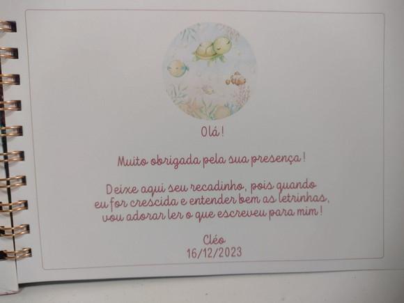 Caderno de Mensagens Fundo do Mar Menina Personalizado