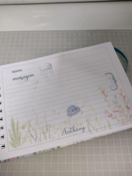 Caderno de Mensagens Fundo do Mar Menino Personalizado