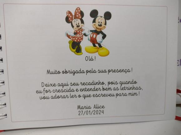 Caderno de Mensagens Mickey e Minnie Personalizado