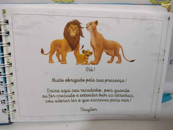 Caderno de Mensagens Rei Leão Personalizado