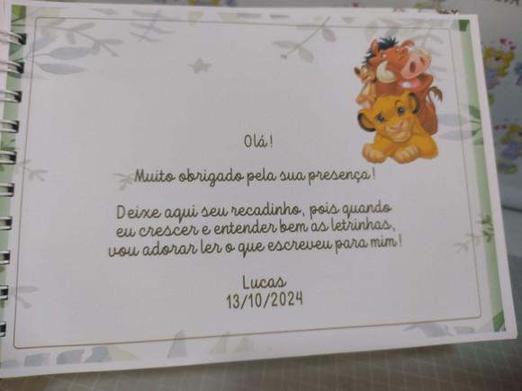 Caderno de Mensagens Rei Leão Personalizado