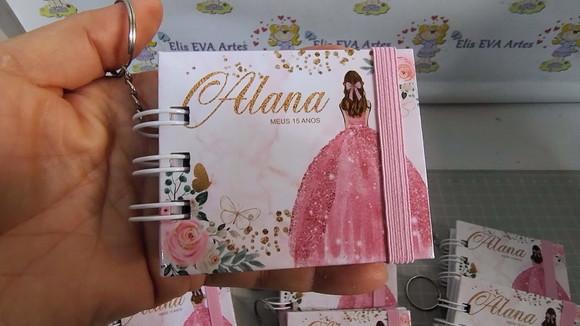 Kit 10 Lembrancinha 15 Anos Bloquinho Personalizado Chaveiro