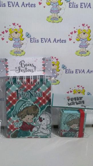 Kit Bloquinho para anotações + chaveiro postit natal